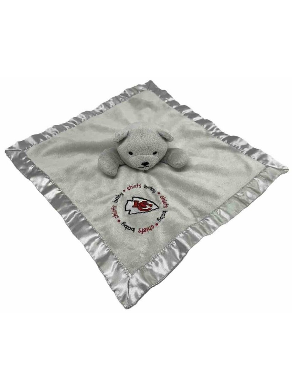 Baby Fanatic Kansas City Chiefs Gray Teddy Bear Plush Lovey Security Blanket NFL